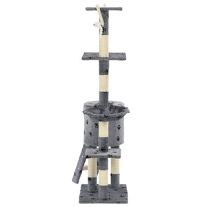 vidaXL Cat Scratching Post Sisal 138 cm Grey Paw Print