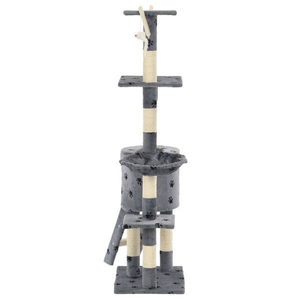 vidaXL Cat Scratching Post Sisal 138 cm Grey Paw Print