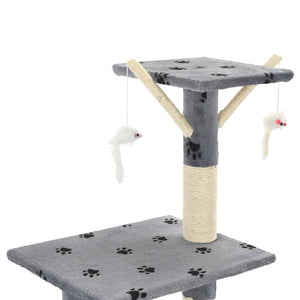 vidaXL Cat Scratching Post Sisal 138 cm Grey Paw Print
