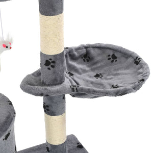 vidaXL Cat Scratching Post Sisal 138 cm Grey Paw Print