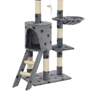 vidaXL Cat Scratching Post Sisal 138 cm Grey Paw Print