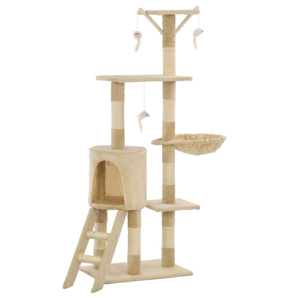 vidaXL Cat Scratching Tree with Sisal Posts 138 cm Beige