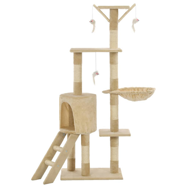 vidaXL Cat Scratching Tree with Sisal Posts 138 cm Beige