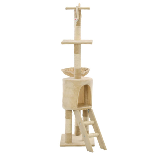 vidaXL Cat Scratching Tree with Sisal Posts 138 cm Beige
