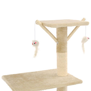 vidaXL Cat Scratching Tree with Sisal Posts 138 cm Beige