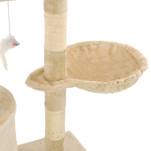vidaXL Cat Scratching Tree with Sisal Posts 138 cm Beige