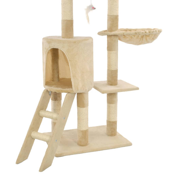 vidaXL Cat Scratching Tree with Sisal Posts 138 cm Beige