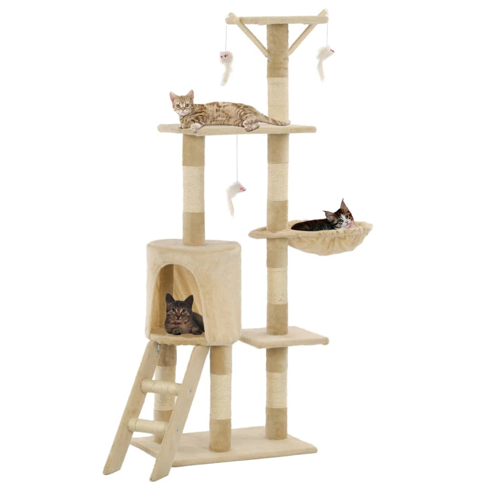 vidaXL Cat Scratching Tree with Sisal Posts 138 cm Beige