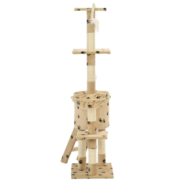 vidaXL Cat Tree with Sisal 138 cm Beige Paw Print
