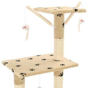 vidaXL Cat Tree with Sisal 138 cm Beige Paw Print