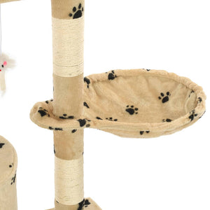 vidaXL Cat Tree with Sisal 138 cm Beige Paw Print