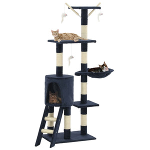 vidaXL Cat Scratching Tree with Sisal Posts 138 cm Dark Blue