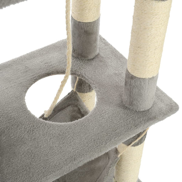 vidaXL Cat Tree with Sisal Scratching Posts 140 cm Grey