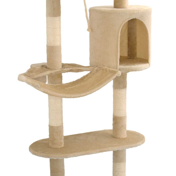 vidaXL Wall-Mounted Cat Scratching Tree with Sisal Scratching Posts 194 cm Beige