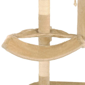 vidaXL Wall-Mounted Cat Scratching Tree with Sisal Scratching Posts 194 cm Beige