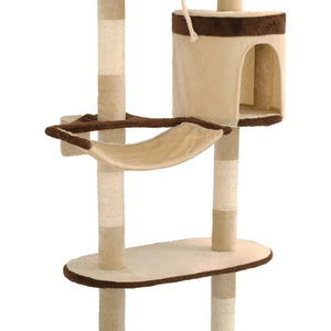 vidaXL Wall-Mounted Cat Tree with Sisal Scratching Posts 194 cm Beige/Brown