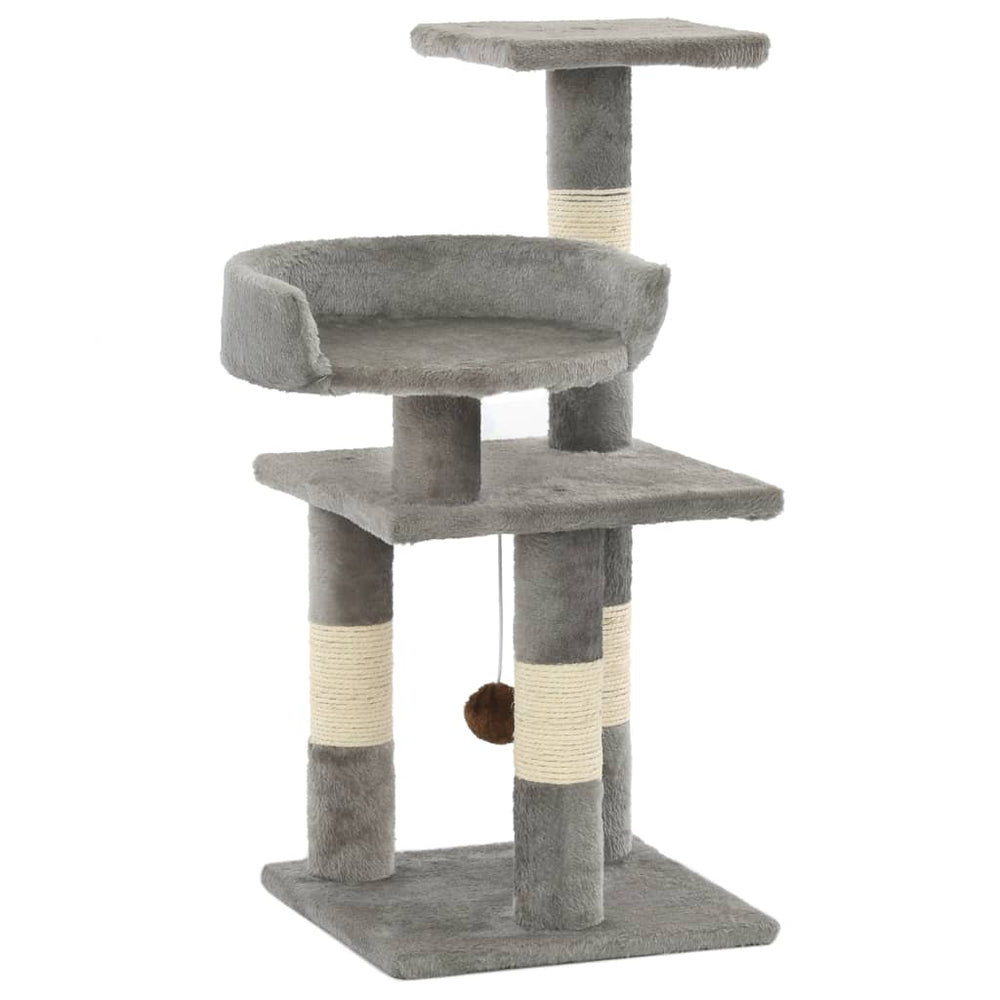 vidaXL Cat Scratching Tree with Sisal Scratching Posts 65 cm Grey
