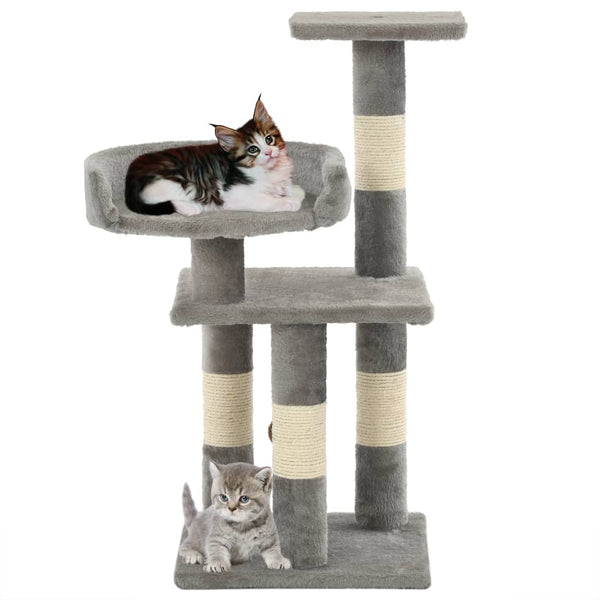vidaXL Cat Scratching Tree with Sisal Scratching Posts 65 cm Grey
