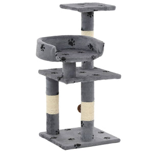 vidaXL Cat Scratching Post with Sisal Columns 65 cm Paw Print Grey
