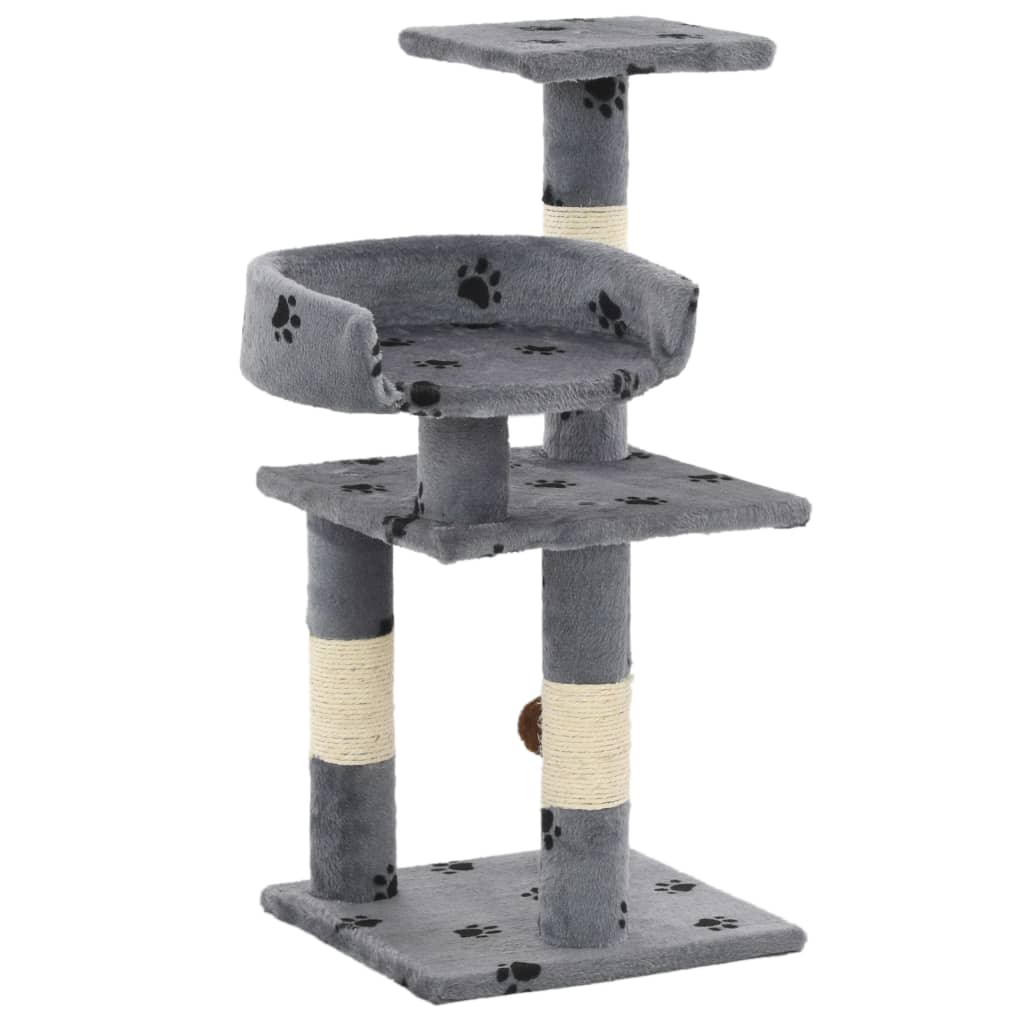 vidaXL Cat Scratching Post with Sisal Columns 65 cm Paw Print Grey