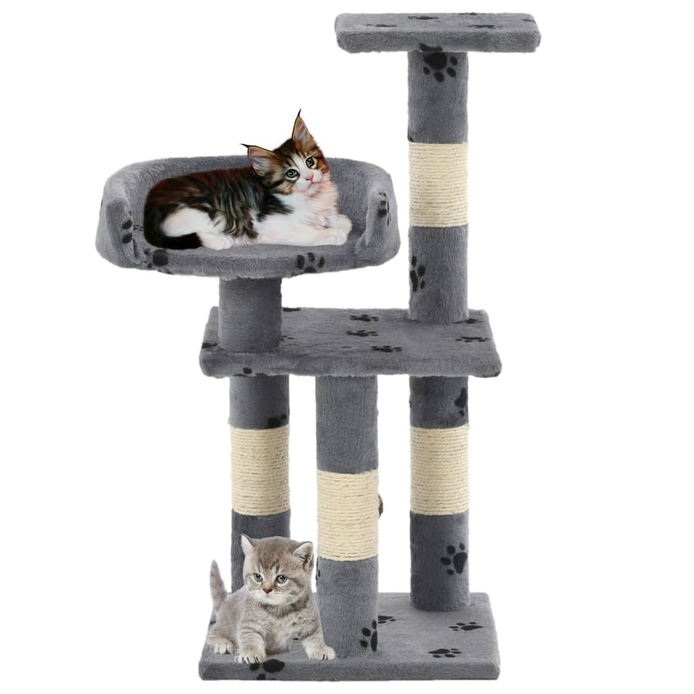 vidaXL Cat Scratching Post with Sisal Columns 65 cm Paw Print Grey