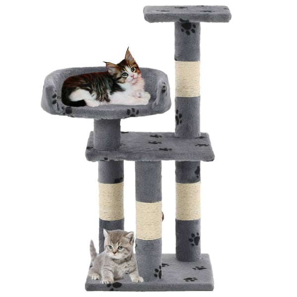 vidaXL Cat Scratching Post with Sisal Columns 65 cm Paw Print Grey