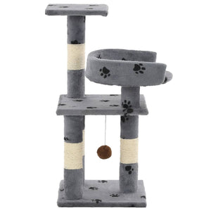 vidaXL Cat Scratching Post with Sisal Columns 65 cm Paw Print Grey