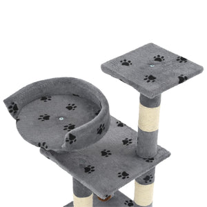 vidaXL Cat Scratching Post with Sisal Columns 65 cm Paw Print Grey