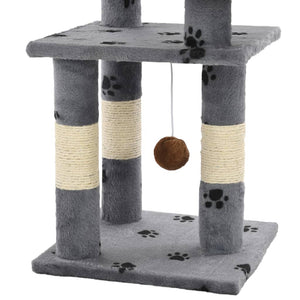 vidaXL Cat Scratching Post with Sisal Columns 65 cm Paw Print Grey