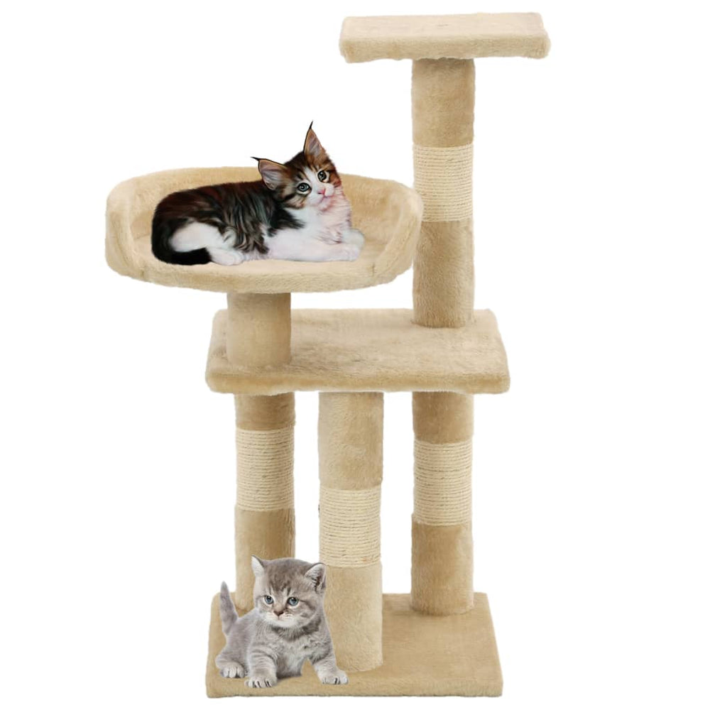 vidaXL Cat Scratching Post with Sisal Scratching Poles 65 cm Beige