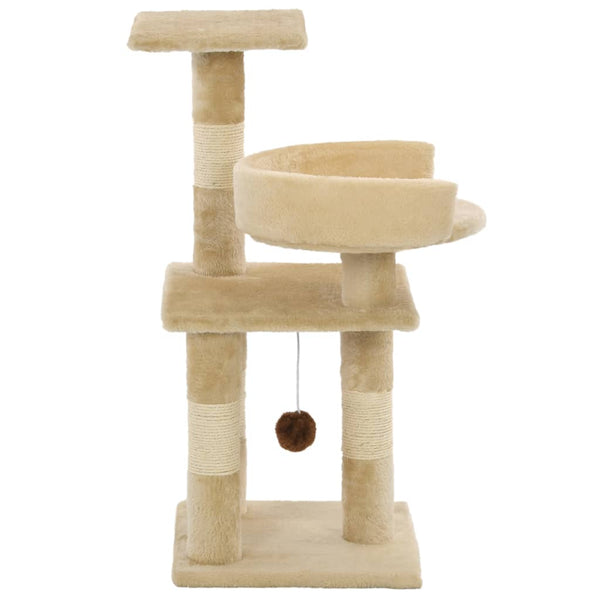 vidaXL Cat Scratching Post with Sisal Scratching Poles 65 cm Beige