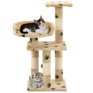 vidaXL Cat Scratching Post with Sisal Columns 65 cm Paw Print Beige