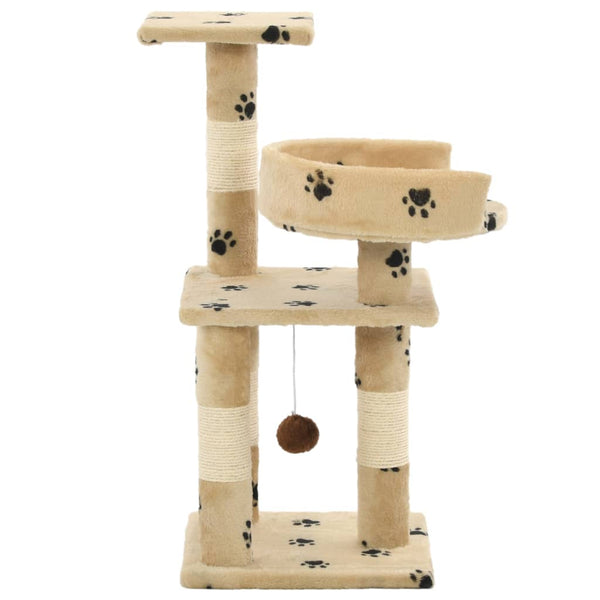 vidaXL Cat Scratching Post with Sisal Columns 65 cm Paw Print Beige