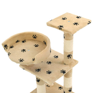 vidaXL Cat Scratching Post with Sisal Columns 65 cm Paw Print Beige