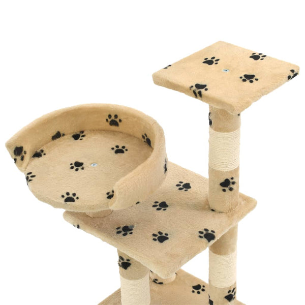 vidaXL Cat Scratching Post with Sisal Columns 65 cm Paw Print Beige