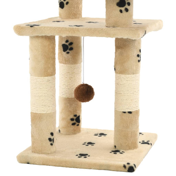 vidaXL Cat Scratching Post with Sisal Columns 65 cm Paw Print Beige
