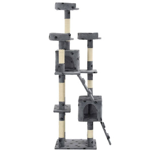 vidaXL Cat Scratching Post with Sisal Columns 170 cm Paw Print Grey