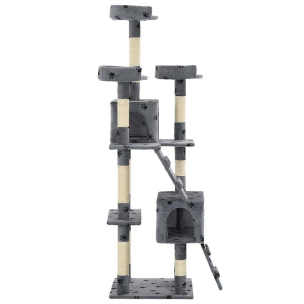 vidaXL Cat Scratching Post with Sisal Columns 170 cm Paw Print Grey