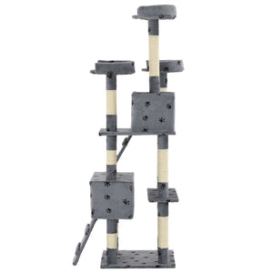 vidaXL Cat Scratching Post with Sisal Columns 170 cm Paw Print Grey