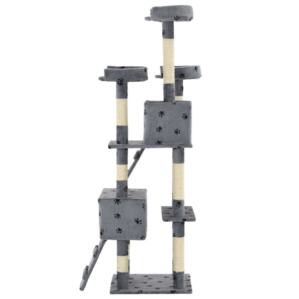 vidaXL Cat Scratching Post with Sisal Columns 170 cm Paw Print Grey