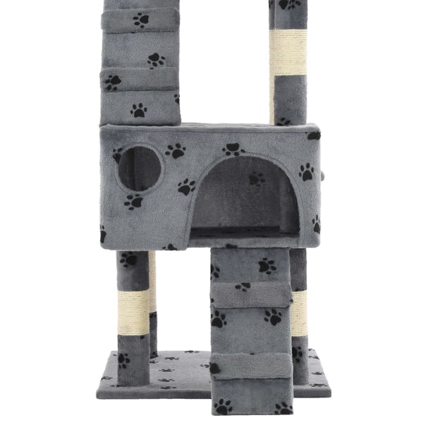 vidaXL Cat Scratching Post with Sisal Columns 170 cm Paw Print Grey