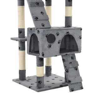 vidaXL Cat Scratching Post with Sisal Columns 170 cm Paw Print Grey