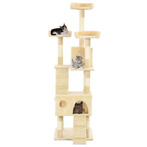 vidaXL Cat Scratching Post with Sisal Columns 170 cm Beige