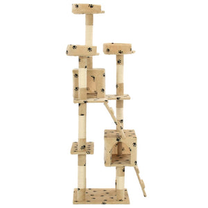 vidaXL Cat Scratching Post with Sisal Columns 170 cm Beige Paw Print