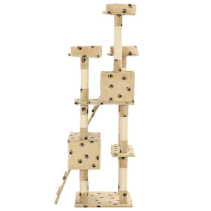 vidaXL Cat Scratching Post with Sisal Columns 170 cm Beige Paw Print