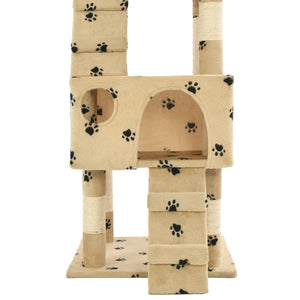 vidaXL Cat Scratching Post with Sisal Columns 170 cm Beige Paw Print