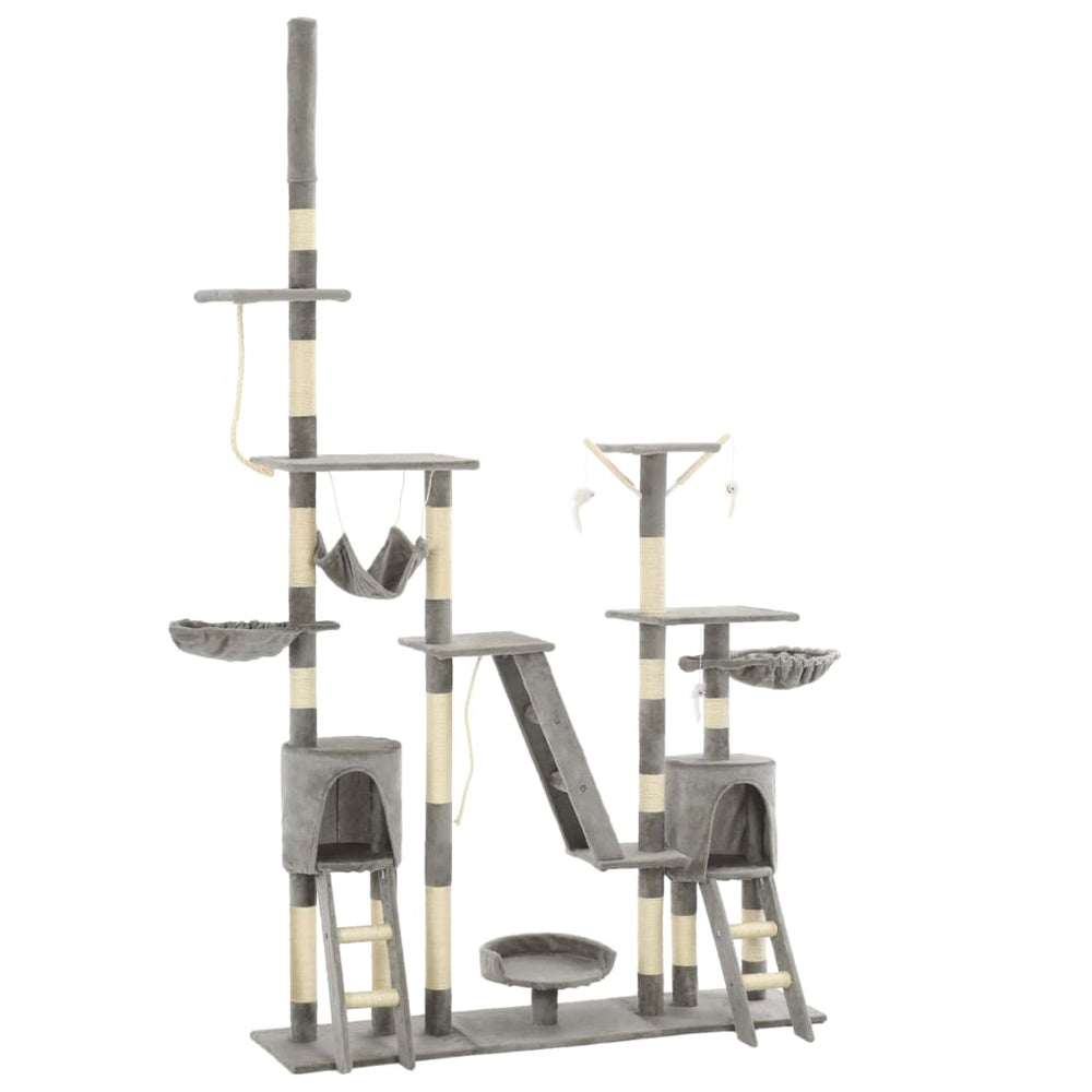 vidaXL Cat Tree with Sisal Scratching Posts 230 - 250 cm Grey
