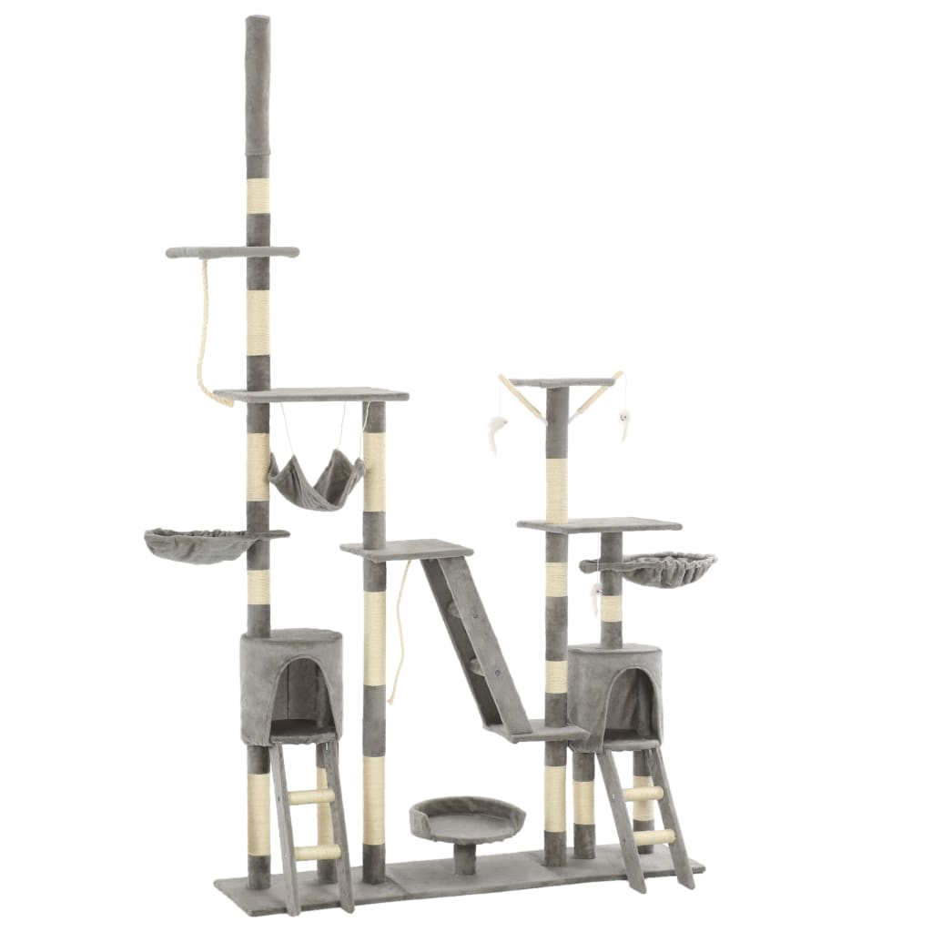 vidaXL Cat Tree with Sisal Scratching Posts 230 - 250 cm Grey