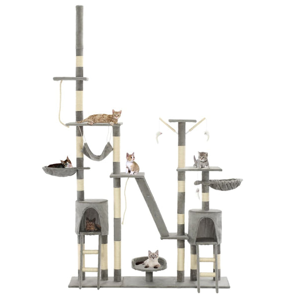 vidaXL Cat Tree with Sisal Scratching Posts 230 - 250 cm Grey
