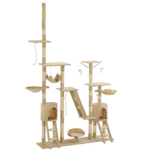 vidaXL Cat Scratching Post with Sisal Scratching Poles 230 - 250 cm Beige